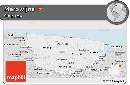 Silver Style Panoramic Map of Marowijne