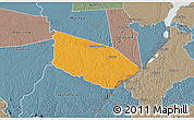 Political 3D Map of Patamacca, semi-desaturated