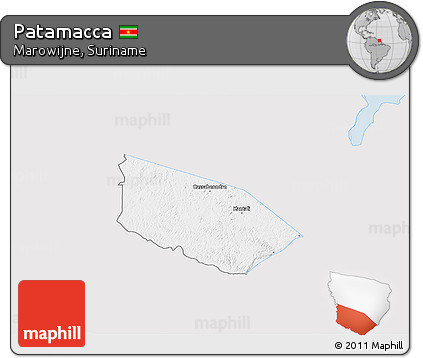 Silver Style 3D Map of Patamacca, single color outside