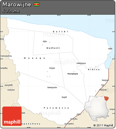 Classic Style Simple Map of Marowijne