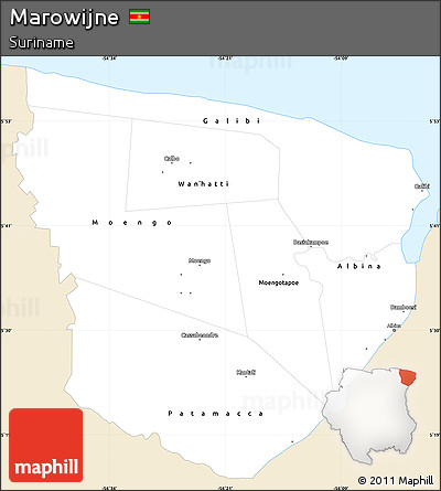 Classic Style Simple Map of Marowijne, single color outside