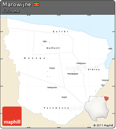 Classic Style Simple Map of Marowijne, single color outside
