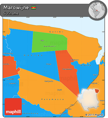 Political Simple Map of Marowijne