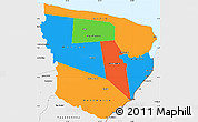 Political Simple Map of Marowijne, single color outside, borders and labels