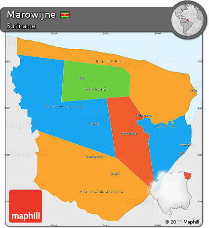 Political Simple Map of Marowijne, single color outside