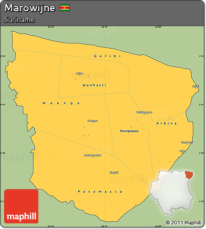 Savanna Style Simple Map of Marowijne, cropped outside