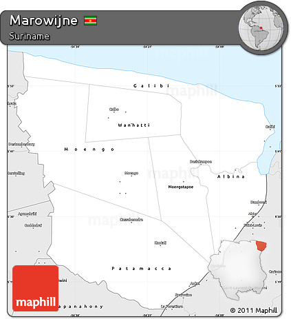 Silver Style Simple Map of Marowijne