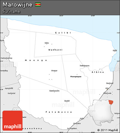 Silver Style Simple Map of Marowijne