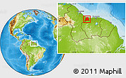 Physical Location Map of Nickerie, within the entire country