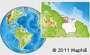 Physical Location Map of Nw . Nickerie, highlighted country, highlighted parent region