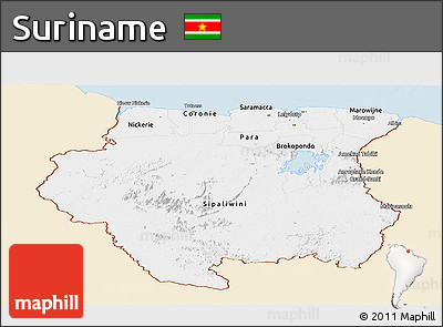 Classic Style Panoramic Map of Suriname, single color outside