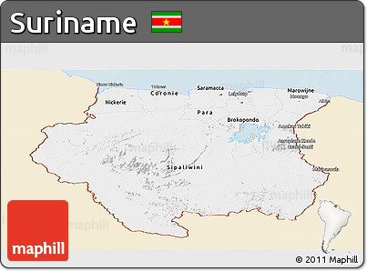Classic Style Panoramic Map of Suriname, single color outside