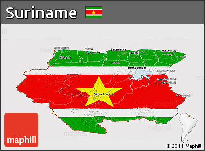 Flag Panoramic Map of Suriname