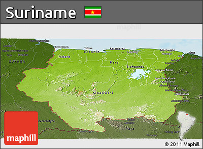 Physical Panoramic Map of Suriname, darken, land only