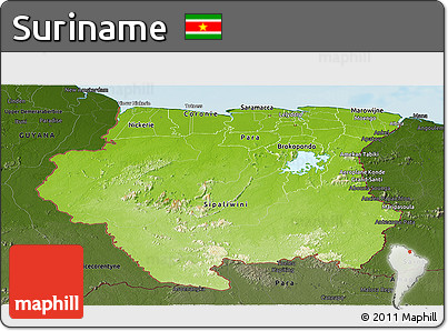 Physical Panoramic Map of Suriname, darken, land only