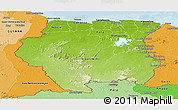 Physical Panoramic Map of Suriname, political shades outside