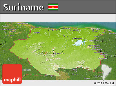 Physical Panoramic Map of Suriname, satellite outside