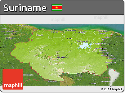 Physical Panoramic Map of Suriname, satellite outside