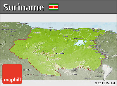 Physical Panoramic Map of Suriname, semi-desaturated, land only
