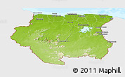 Physical Panoramic Map of Suriname, single color outside, bathymetry sea