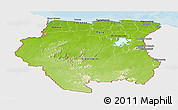 Physical Panoramic Map of Suriname, single color outside, bathymetry sea, shaded relief sea