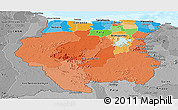 Political Panoramic Map of Suriname, desaturated, land only