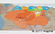 Political Panoramic Map of Suriname, semi-desaturated