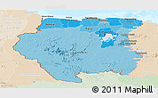 Political Shades Panoramic Map of Suriname, lighten, land only