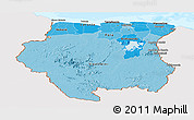 Political Shades Panoramic Map of Suriname, single color outside, bathymetry sea