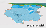 Political Shades Panoramic Map of Suriname, single color outside, satellite sea