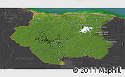Satellite Panoramic Map of Suriname, darken, desaturated, land only