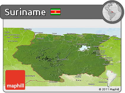 Satellite Panoramic Map of Suriname, physical outside