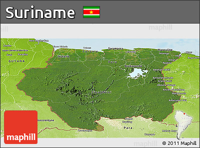 Satellite Panoramic Map of Suriname, physical outside