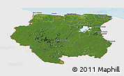 Satellite Panoramic Map of Suriname, single color outside, shaded relief sea