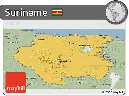 Savanna Style Panoramic Map of Suriname