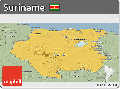Savanna Style Panoramic Map of Suriname
