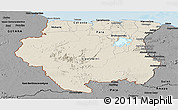 Shaded Relief Panoramic Map of Suriname, darken, desaturated, land only