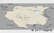 Shaded Relief Panoramic Map of Suriname, darken, desaturated