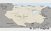 Shaded Relief Panoramic Map of Suriname, darken, semi-desaturated, land only