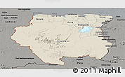 Shaded Relief Panoramic Map of Suriname, darken, semi-desaturated