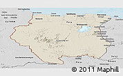 Shaded Relief Panoramic Map of Suriname, desaturated, land only