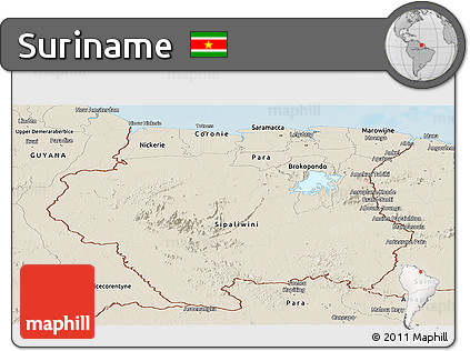 Shaded Relief Panoramic Map of Suriname