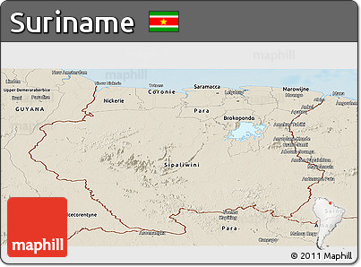 Shaded Relief Panoramic Map of Suriname
