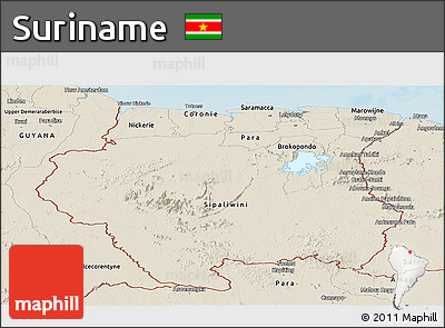 Shaded Relief Panoramic Map of Suriname