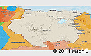 Shaded Relief Panoramic Map of Suriname, political outside