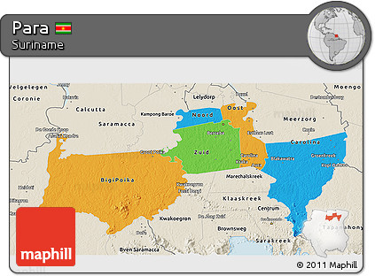 Political 3D Map of Para, shaded relief outside