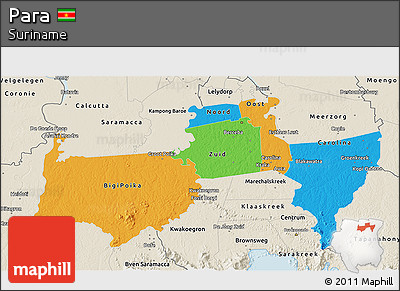 Political 3D Map of Para, shaded relief outside
