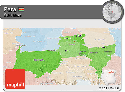 Political Shades 3D Map of Para, lighten
