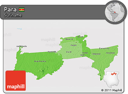 Political Shades 3D Map of Para, single color outside