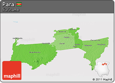Political Shades 3D Map of Para, single color outside